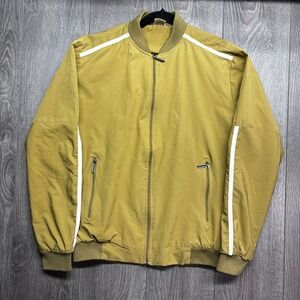 Vintage Puma Bomber Jacket Mens XL Gold Tan Full Zip Track Windbreaker Stripe